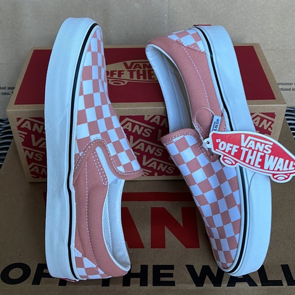 Vans Classic Slip On Rose Dawn Checkerboard/True White Mens - Picture 12 of 16